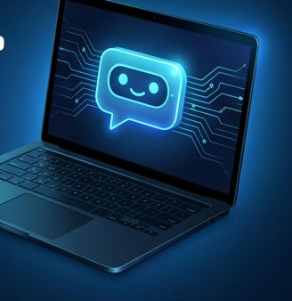 AI chat assistant on a laptop